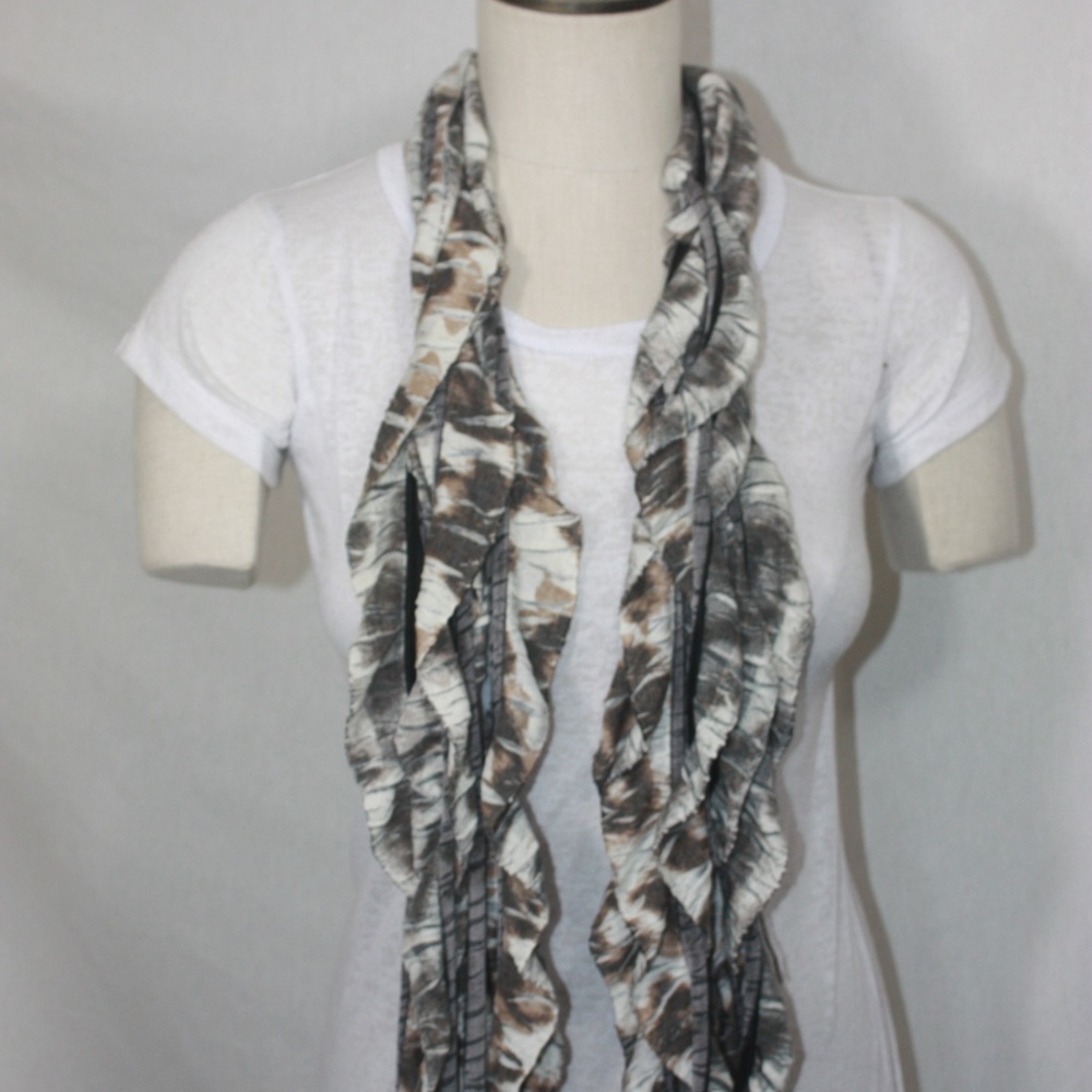 Brown Solid & Patterned Scarf Accessory - Picture 4 of 8